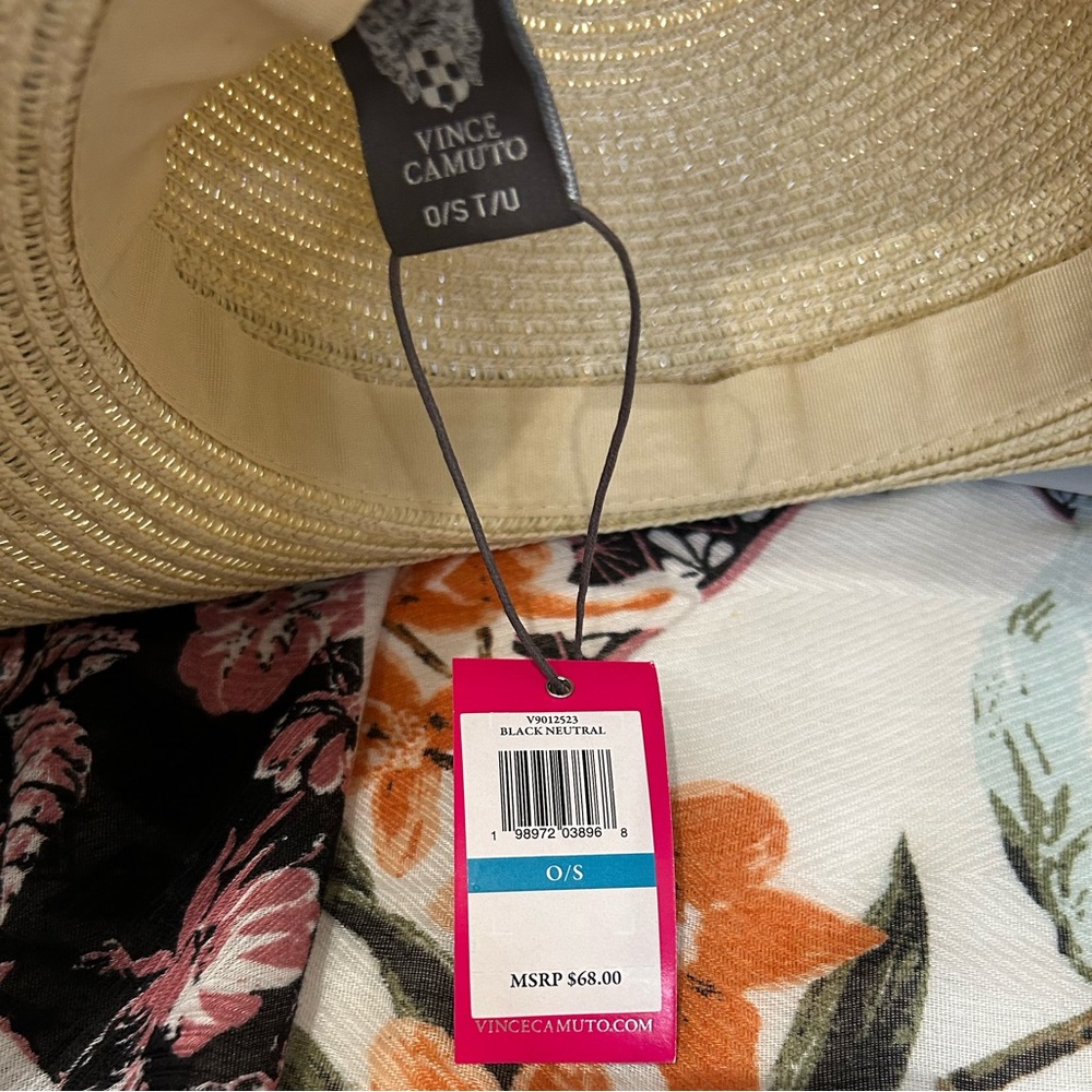 *New* Vince Camuto Tropical Style Ruana and Floppy Hat with Matching Band & Bow - Picture 8 of 8